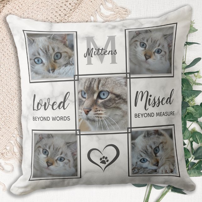 Cat Memorial Pet Loss Photo Collage Cushion (Creator Uploaded)