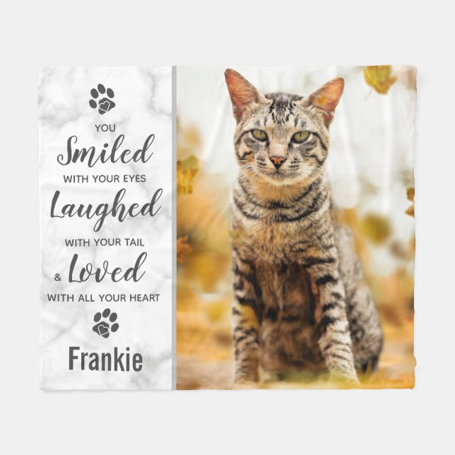 Cat Memorial Photo Fleece Blanket (Front (Horizontal))
