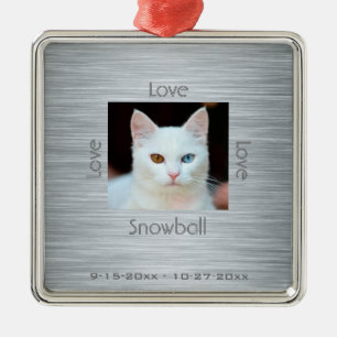Cat Memorial Photo Love Christmas Metal Ornament