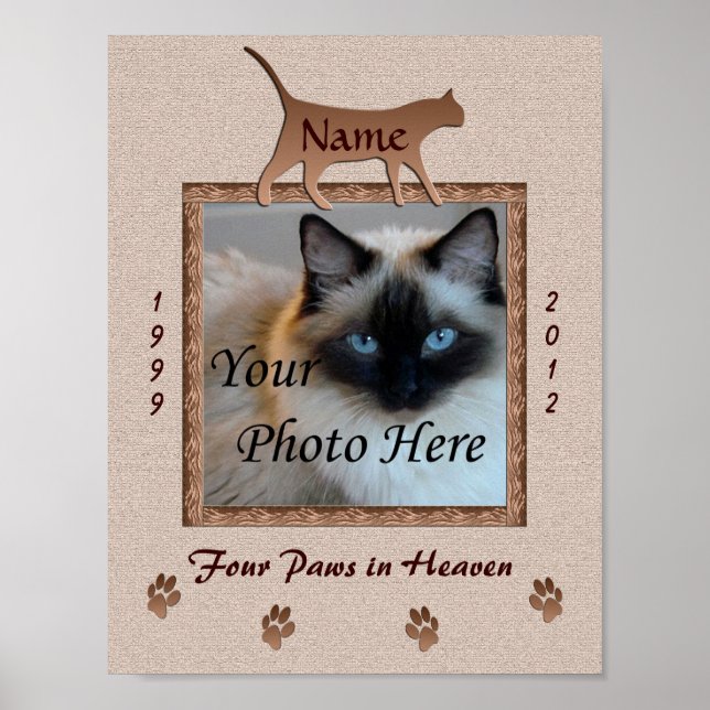 Cat Memorial Print - Brown Tones Custom (Front)
