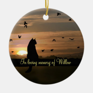 Cat Memorial Spiritual Tribute with Custom Name Ceramic Ornament