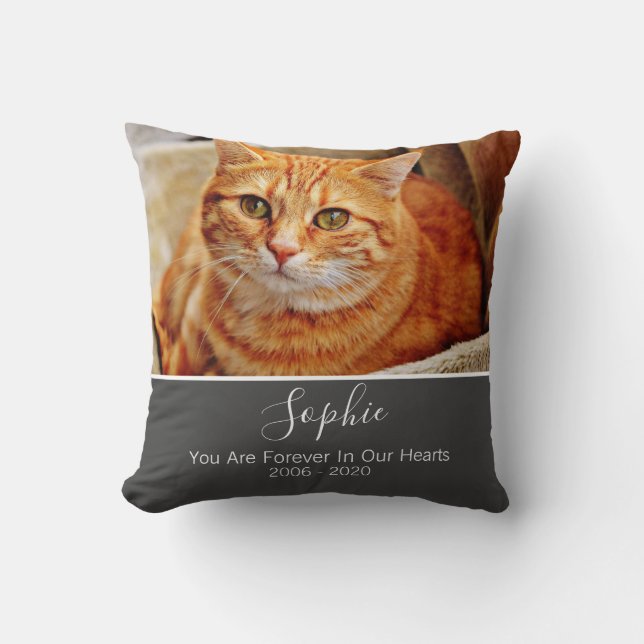 Cat Memorial Tribute Photo Cat Lovers Add Name Cushion (Front)