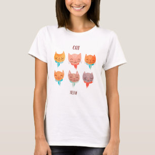 Cat Meow Cute Minimalist Cat Lover T-Shirt