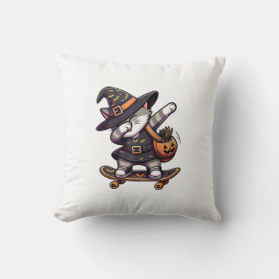 Cat Meow Debbing On Skateboad Apparel Kids Hallowe Cushion