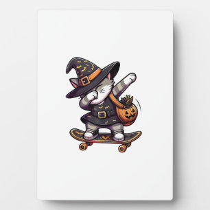 Cat Meow Debbing On Skateboad Apparel Kids Hallowe Plaque