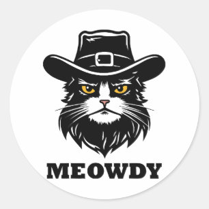 Cat  Meow Howdy Funny Cat Classic Round Sticker