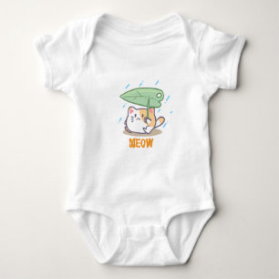 cat meow in raining amazing design baby bodysuit