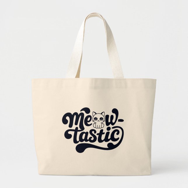 Cat Meow-Tastic Fantastic Large Tote Bag (Front)