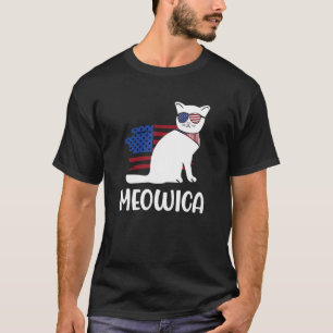 Cat Meowica 4th of July Boys Girls Men  cat T-Shirt