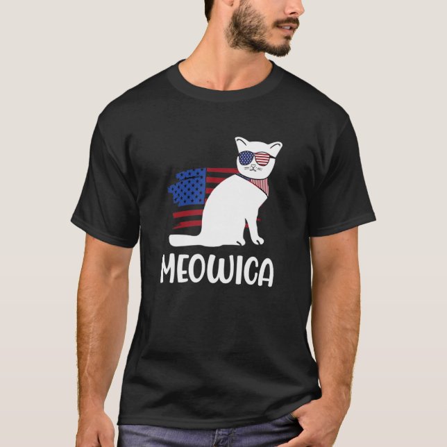 Cat Meowica 4th of July Boys Girls Men  cat T-Shirt (Front)