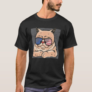 Cat Meowica Usa Flag Sunglasses For Kitten Feline  T-Shirt