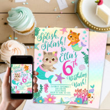 Cat Meowmaid Mermaid Girl Birthday Party 