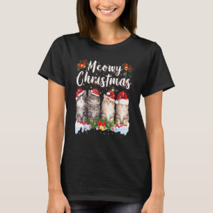 Cat Meowy Family Christmas Pyjamas Santa Cats Xmas T-Shirt