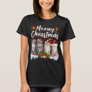 Cat Meowy Family Matching Christmas Pajamas Santa  T-Shirt