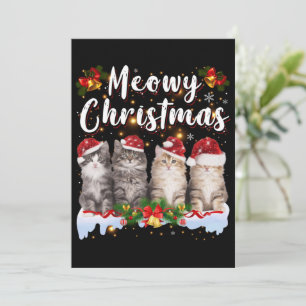 Cat Meowy Family Matching Christmas Pyjamas Santa Invitation