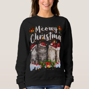Cat Meowy Family Matching Christmas Pyjamas Santa  Sweatshirt