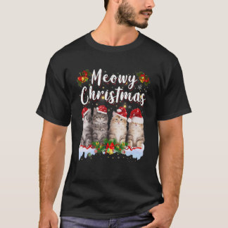 Cat Meowy Family Matching Christmas Pyjamas Santa  T-Shirt