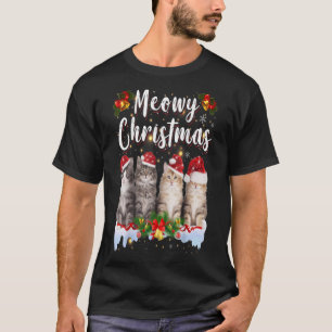 Cat Meowy Family Matching Christmas Pyjamas Santa T-Shirt