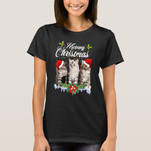Cat Meowy Family Matching Christmas Pyjamas Santa T-Shirt