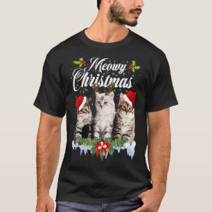 Cat Meowy Family Matching Christmas Pyjamas Santa T-Shirt