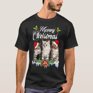 Cat Meowy Family Matching Christmas Pyjamas Santa T-Shirt
