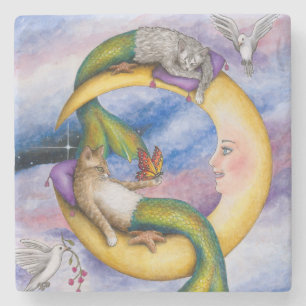 Cat Mermaid 29 Stone Coaster