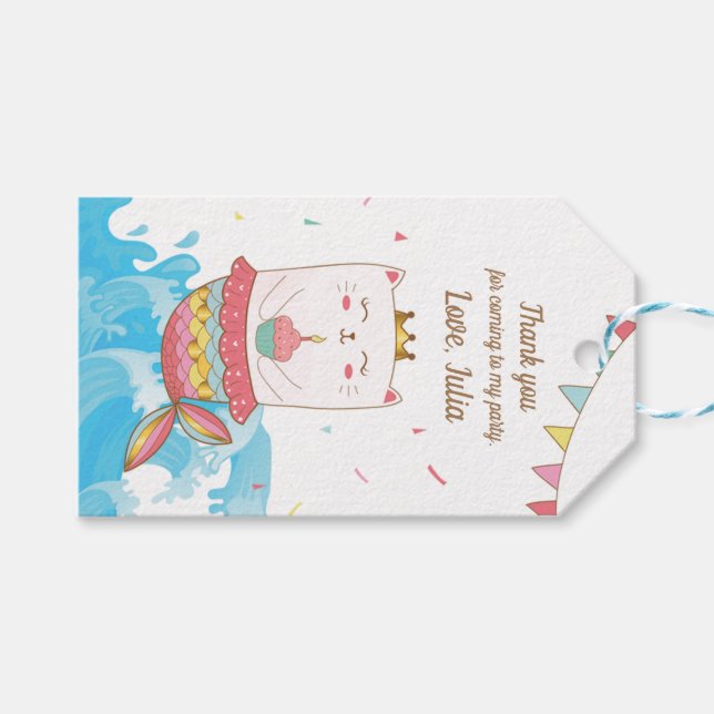 Cat mermaid favour tags (Front (Horizontal))