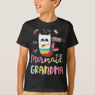 Cat Mermaid Grandma Funny Grandmother Family Match T-Shirt