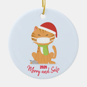 Cat Merry and Safe Christmas 2020 Ceramic Ornament