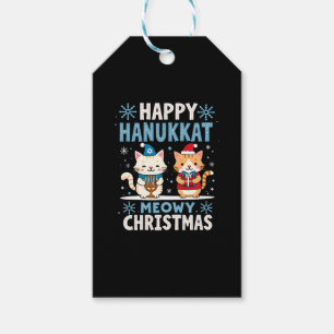 Cat Merry Christmas Happy Hanukkah Jewish Christia Gift Tags