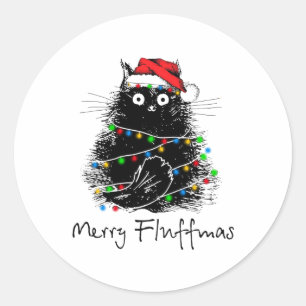 Cat Merry Fluffmas Cat Lover Christmas Gift Classic Round Sticker