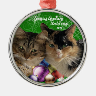 Cat metal Christmas Ornament