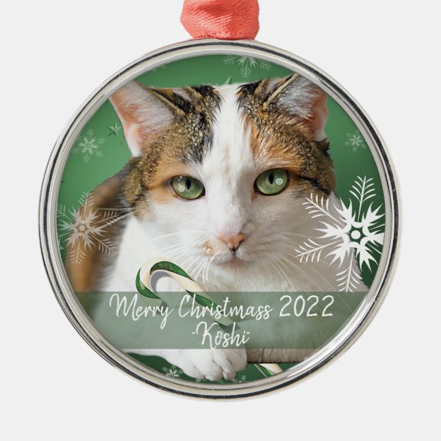 cat metal Christmas ornament Christmas decor (Front)