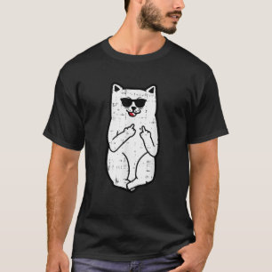 Cat Middle Finger Kitty Kawaii Cartoon Funny Meme T-Shirt