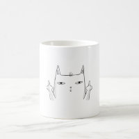 Cat Middle Finger Line Art