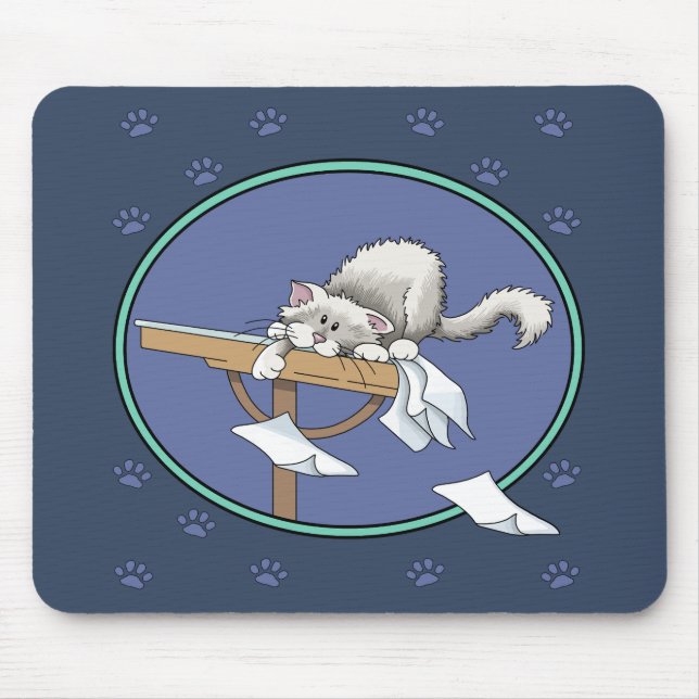 Cat mischief pattern mouse pad (Front)