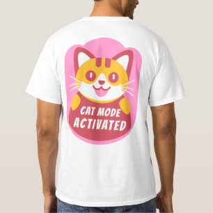 Cat Mode Activated Funny Tabby Kitten Custom Text T-Shirt