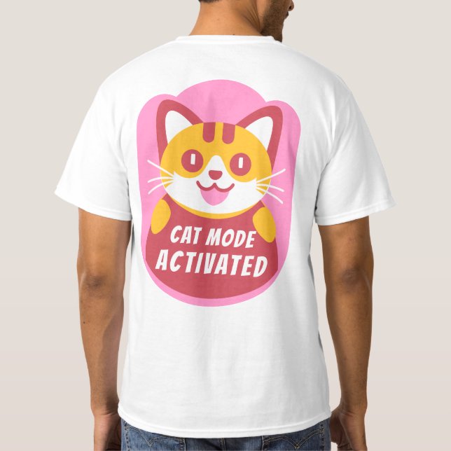 Cat Mode Activated Funny Tabby Kitten Custom Text T-Shirt (Back)