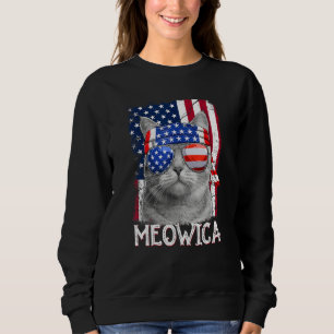 Cat Mom and Cat Dad USA Flag Cat 4th of july Meow Sweatshirt