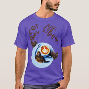 Cat mom coffee lover Cat Design 6 T-Shirt