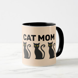 CAT MOM COFFEE MUGS, BLACK CATS MUG