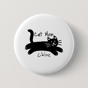 Cat mom custom cat name 6 cm round badge