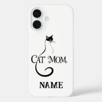 Cat Mom , Elegant Minimalist Black Cat Typography