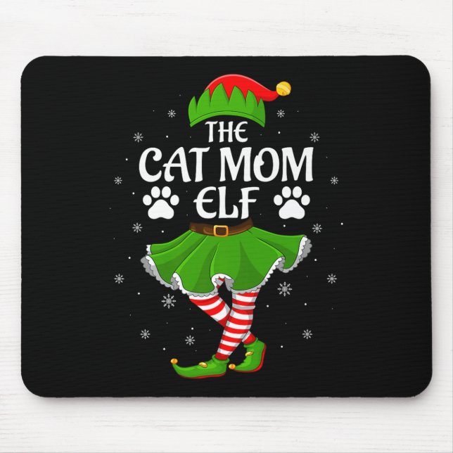 Cat Mom Elf Christmas Family Girls Women Elf Squad Mouse Pad (Front)