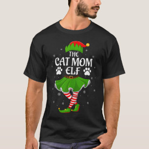 Cat Mom Elf Christmas Family Girls Women Elf Squad T-Shirt