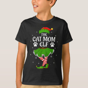 Cat Mom Elf Christmas Family Girls Women Elf Squad T-Shirt