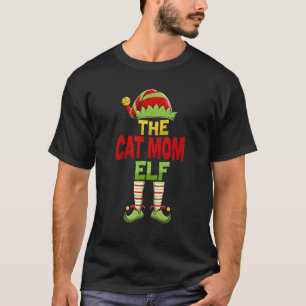 Cat Mom ELF Family Matching Group Christmas Pajama T-Shirt