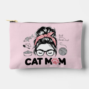 "Cat Mom" Funny Cute Cat Lover Women Accessory Pouch