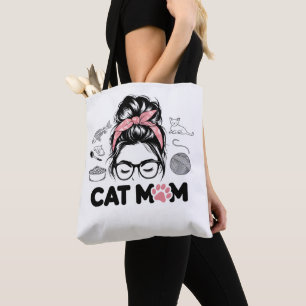 "Cat Mom" Funny Cute Cat Lover Women Tote Bag
