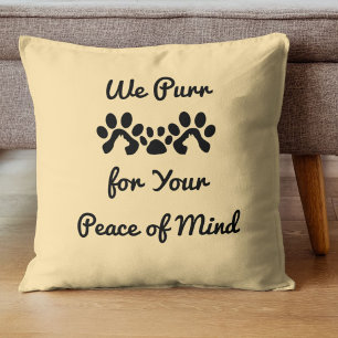 Cat Mom Gift Besties BFF Paw Black Beige Template Cushion